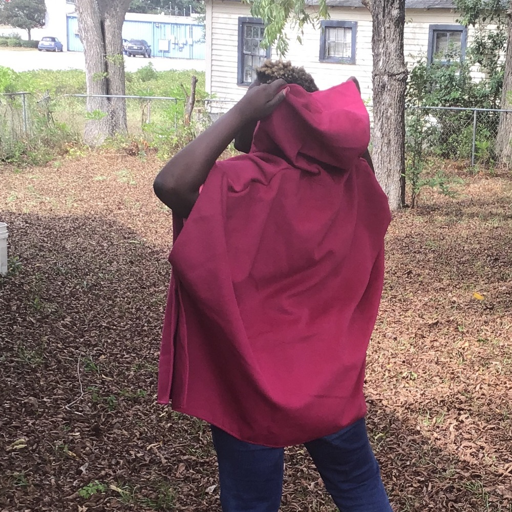 Hooded Poncho  Raspberry - Picture 2 of 3